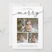 Merry Script | Holiday Photo Collage Card Feestdagenkaart (Voorkant)