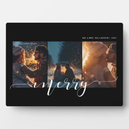 Merry Script Koppel Drie Foto Lay-out Aandenken Fotoplaat
