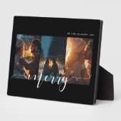Merry Script Koppel Drie Foto Lay-out Aandenken Fotoplaat (Zijkant)
