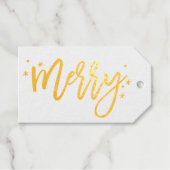 Merry Script Modern Kerstmis | Goud Cadeaulabels (Voorkant (horizontaal))