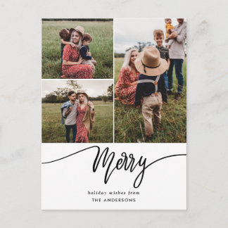 Merry Script Moderne Familie Foto Vakantie Briefkaart