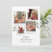 Merry Script Photo Collage Kerstcollage Feestdagenkaart (Staand voorkant)