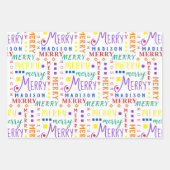 MERRY Script Rainbow op White 4 FotoKerstmis Inpakpapier Vel (Voorkant 3)