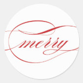 Merry Script Ronde Sticker (Voorkant)