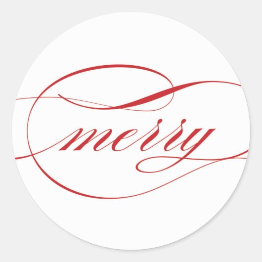 Merry Script Ronde Sticker (Voorkant)