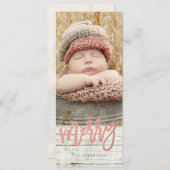 Merry Script Roos Gold Foil Rustic Wood Foto Feestdagenkaart (Voorkant / Achterkant)