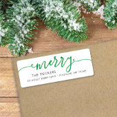 MERRY Script Simple Green Kerstreturn Address Etiket