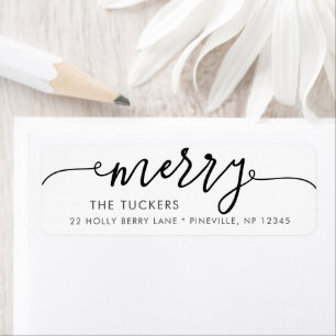 MERRY Script Simple kerstreturn-adres Etiket