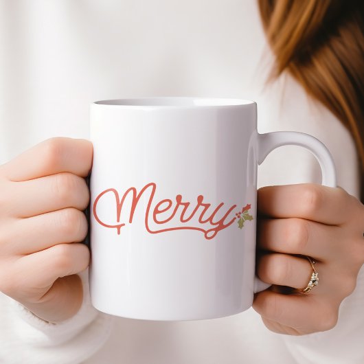 Merry Script Typografie Kerst Gepersonaliseerd Grote Koffiekop