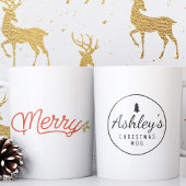 Merry Script Typografie Kerst Gepersonaliseerd Grote Koffiekop