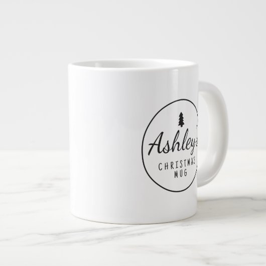 Merry Script Typografie Kerst Gepersonaliseerd Grote Koffiekop (Voorkant rechts)