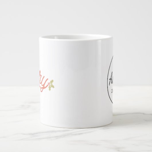 Merry Script Typografie Kerst Gepersonaliseerd Grote Koffiekop (Voorkant)