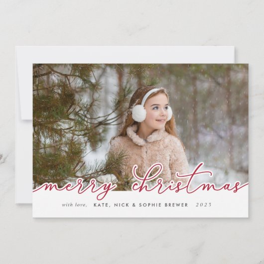 Merry Script | Vakantieknopkaart Feestdagenkaart (Voorkant)