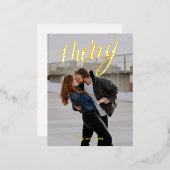 Merry Scripted Golden Wreath foto Kerstmis Folie Feestdagen Briefkaart (Voorkant / Achterkant)