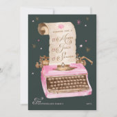 Merry Season  roze typemachine kerst Feestdagenkaart (Voorkant)