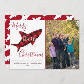 Merry Shark Christmas geplakt rood wit foto Feestdagenkaart (Voorkant / Achterkant)