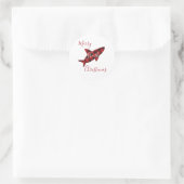 Merry Shark Christmas Red Plaxed Script Ronde Sticker (Tas)