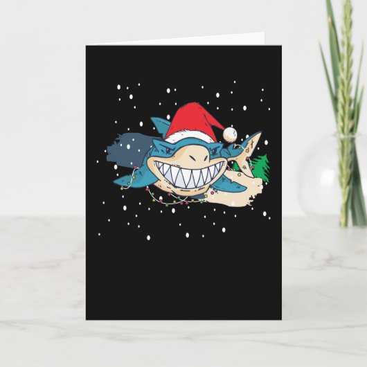 Merry Shark Kerstmis Kaart (Voorkant)