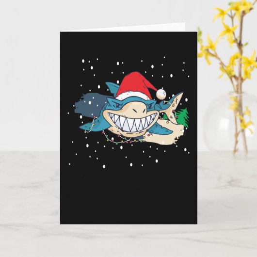 Merry Shark Kerstmis Kaart (Gele Bloem)