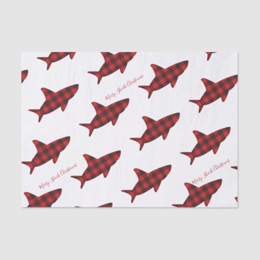 Merry Shark met Kerstmis Rood White Tissuepapier (Voorkant)