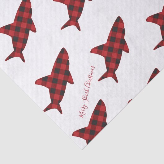 Merry Shark met Kerstmis Rood White Tissuepapier (Detail)