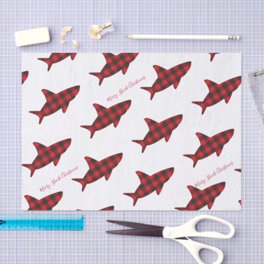 Merry Shark met Kerstmis Rood White Tissuepapier (Craft)