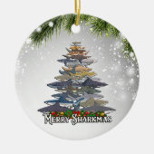 Merry Sharkmas cadeau voor Kind van volwassen haai Keramisch Ornament (Voorkant)