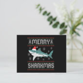 Merry Sharkmas Funny Kersthaai Ugly Sweater Briefkaart (Staand voorkant)