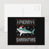 Merry Sharkmas Funny Kersthaai Ugly Sweater Briefkaart (Voorkant / Achterkant)