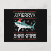 Merry Sharkmas Funny Kersthaai Ugly Sweater Briefkaart (Voorkant)