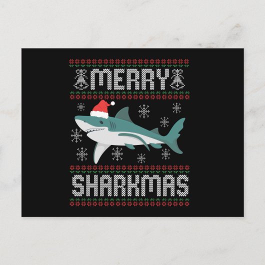Merry Sharkmas Funny Kersthaai Ugly Sweater Briefkaart (Voorkant)
