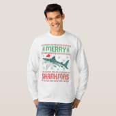 Merry Sharkmas Funny Kersthaai Ugly Sweater T-shirt (Voorkant volledig)
