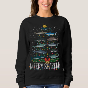 Merry Sharkmas Grappige Haai Kerstboom Lichten P Trui