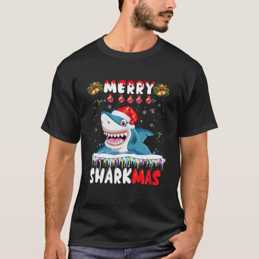 Merry Sharkmas kerstkersthaaien Lover Mannen B T-shirt (Voorkant)