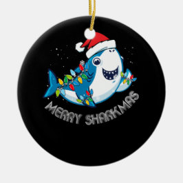 Merry Sharkmas kerstkersthaaien met Lover Gift Keramisch Ornament