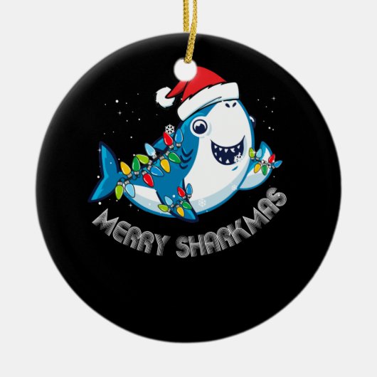 Merry Sharkmas kerstkersthaaien met Lover Gift Keramisch Ornament (Voorkant)