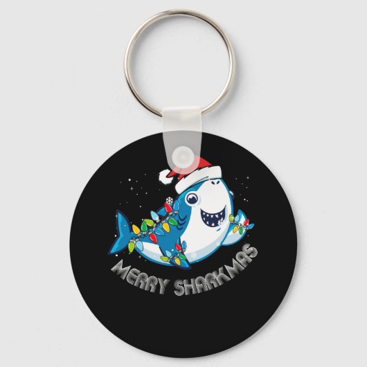 Merry Sharkmas kerstkersthaaien met Lover Gift Sleutelhanger (Voorkant)