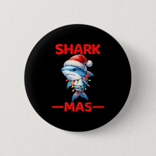 Merry Sharkmas Santa Shark Christmas Lights Pet TR Ronde Button 5,7 Cm