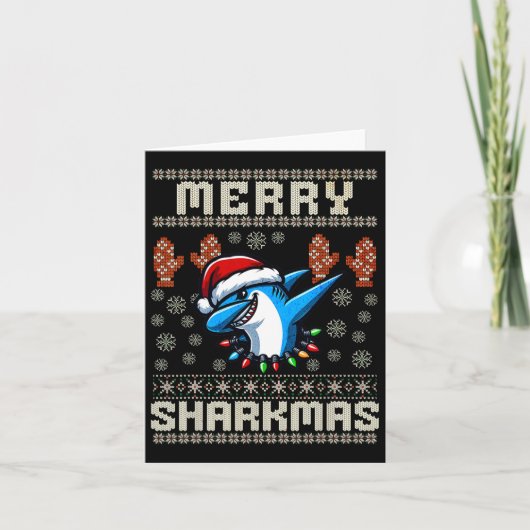Merry Sharkmas Shark Christmas Ugly Xmas Kinder Sh Kaart (Voorkant)