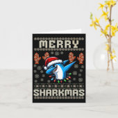 Merry Sharkmas Shark Christmas Ugly Xmas Kinder Sh Kaart (Gele Bloem)
