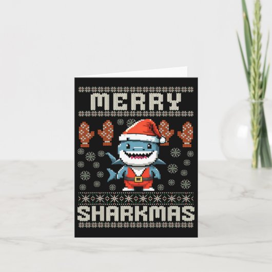 Merry Sharkmas Shark Christmas Ugly Xmas Kinder Sh Kaart (Voorkant)