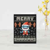 Merry Sharkmas Shark Christmas Ugly Xmas Kinder Sh Kaart (Gele Bloem)