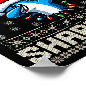 Merry Sharkmas Shark Christmas Ugly Xmas Kinder Sh Poster (Hoek)