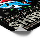 Merry Sharkmas Shark Christmas Ugly Xmas Kinder Sh Poster (Hoek)