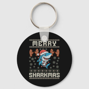 Merry Sharkmas Shark Christmas Ugly Xmas Kinder Sh Sleutelhanger