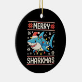 Merry Sharkmas Shark Christmas Ugly Xmas Lights Keramisch Ornament (Rechts)