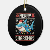 Merry Sharkmas Shark Christmas Ugly Xmas Lights Keramisch Ornament (Links)