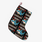 Merry Sharkmas Shark Christmas Ugly Xmas Lights Kleine Kerstsok (Voorkant (Hangend))