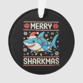 Merry Sharkmas Shark Christmas Ugly Xmas Lights Ornament (voorkant)