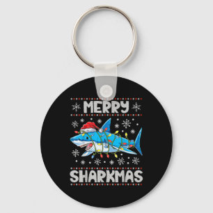 Merry Sharkmas Shark Santa Ugly kerstlampje B Sleutelhanger